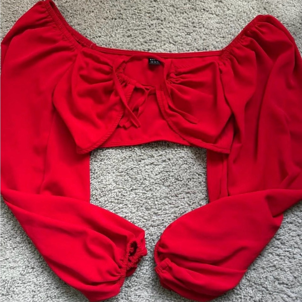 Vibrant Red Tie-Front Crop Top